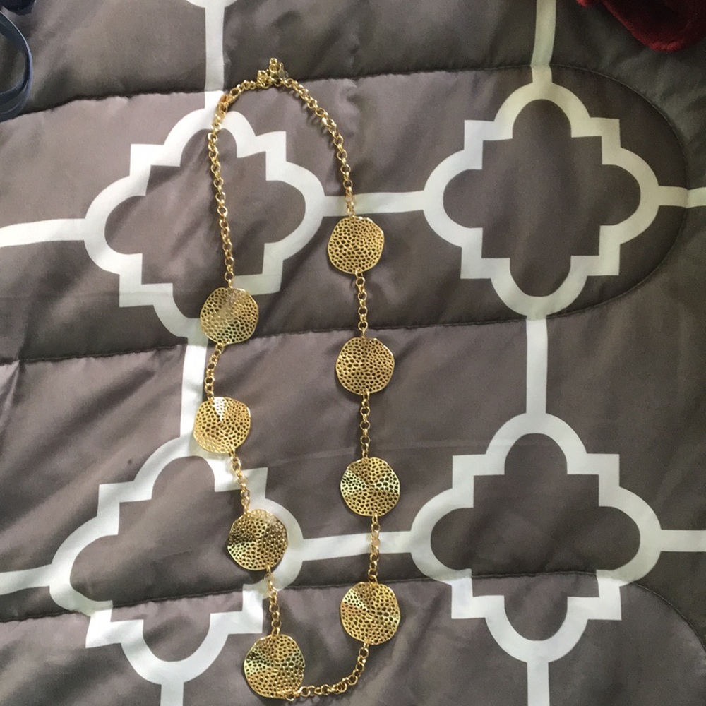 Long gold necklace